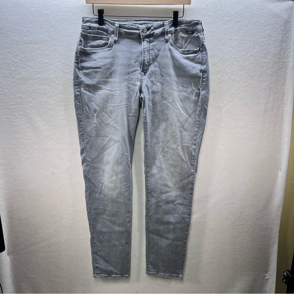 Mavi Emma Distressed Slim Boyfriend Jeans Womens 32/32 Gray Denim Stretch 3083